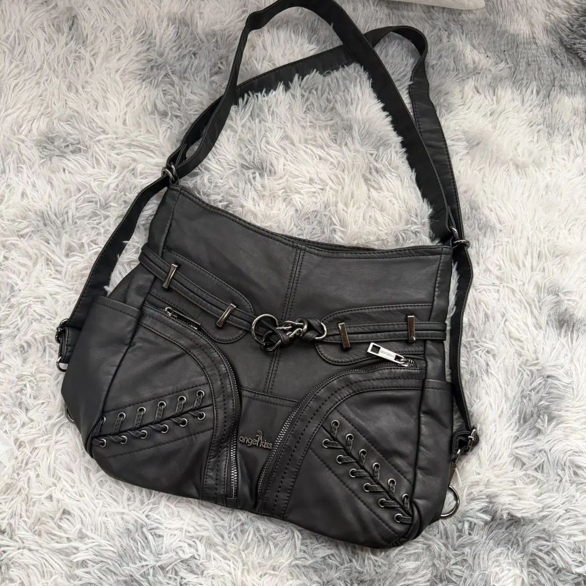 

Angel Kiss Retro Y2k Handbags Сумка Женская Women Punk Biker Shoulder Bag Сумка Женская Большая Ladies Tote Bag Purse