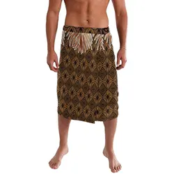 Summer Traditional Tribal Polynesian Casual Apron Hawaiian Island Wrap Dress Lavalava Ie Faitaga Men'S Wrap Dress