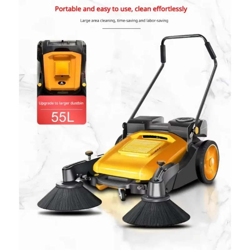 New Industrial Commercial Push Sweeper Mop – Motor-Driven Roller Brush, Wet/Dry Use, Efficient for Factory Floors & Hotel Hallwa