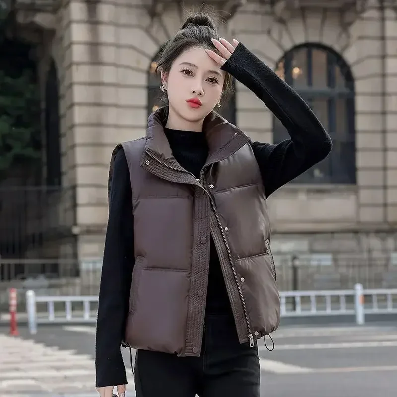 Waistcoat Woman Quilted Solid Color Stand Collar Vest for Women Classic New Outerwear Elegant Lightweight Padded Autumn Cold