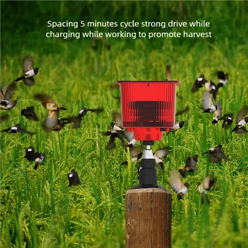 Solar Powered Alarm Light Bird Animal Repllent Motion Sensor Detector Siren Strobe For Home Orchard Farm