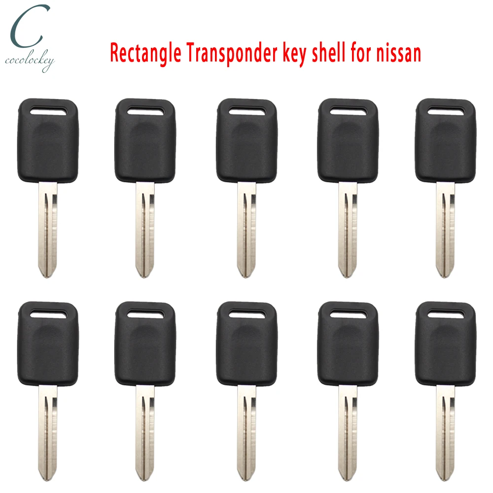 Cocolockey Rectangle Ignition Transponder Key Shell for Nissan Titan Frontier Blank Chip Keys NSN14 Blade Car Lock System 10pcs