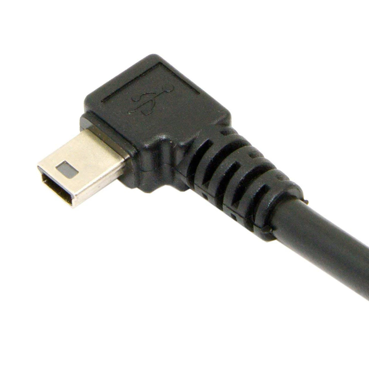 1.8m Mini USB B Tipo 5 pinos macho 90 graus em ângulo esquerdo para USB 2.0 macho cabo de dados cor preta
