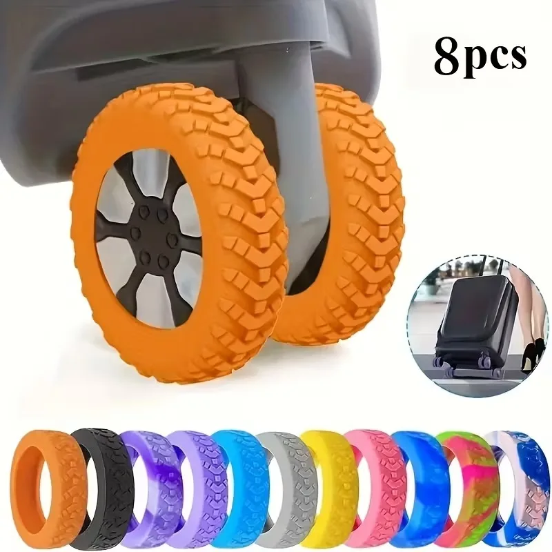 8PCS Luggage Wheels Rubber Sleeves Protector Travel Luggage Suitcase Reduce Noise Wheels Caster Guard Cover Accessories