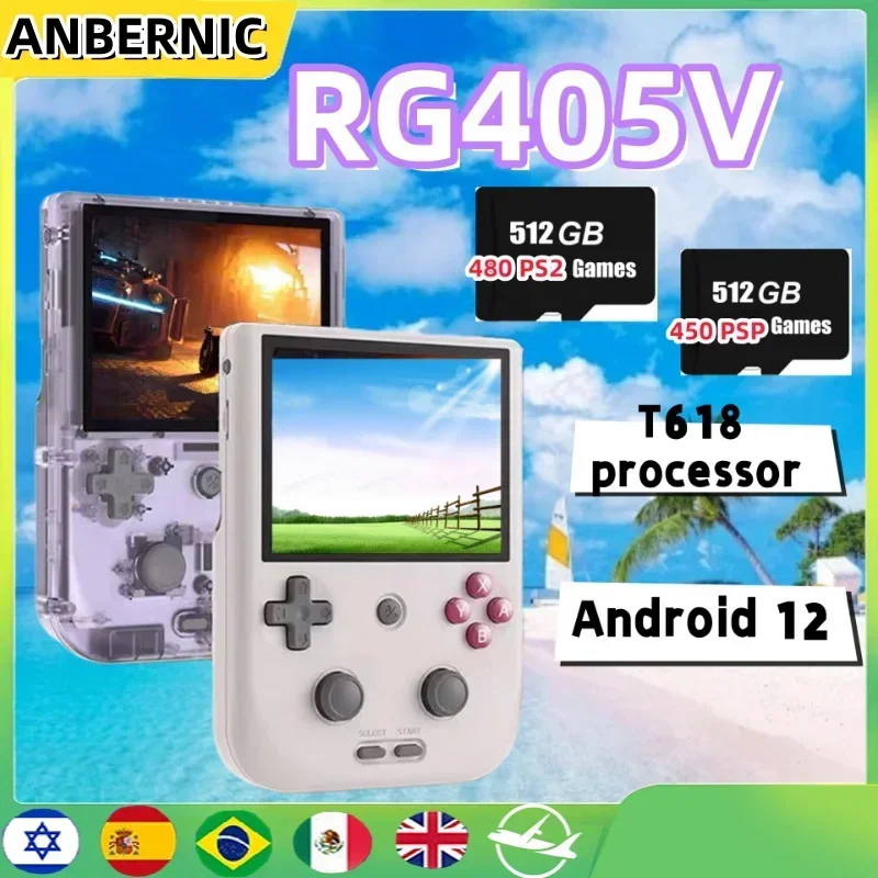 

ANBERNIC RG405V Ретро портативная игровая консоль 4 "IPS HD сенсорный экран Android 12 система 64-bit Wifi T618 Портативный Ретро игровой плеер