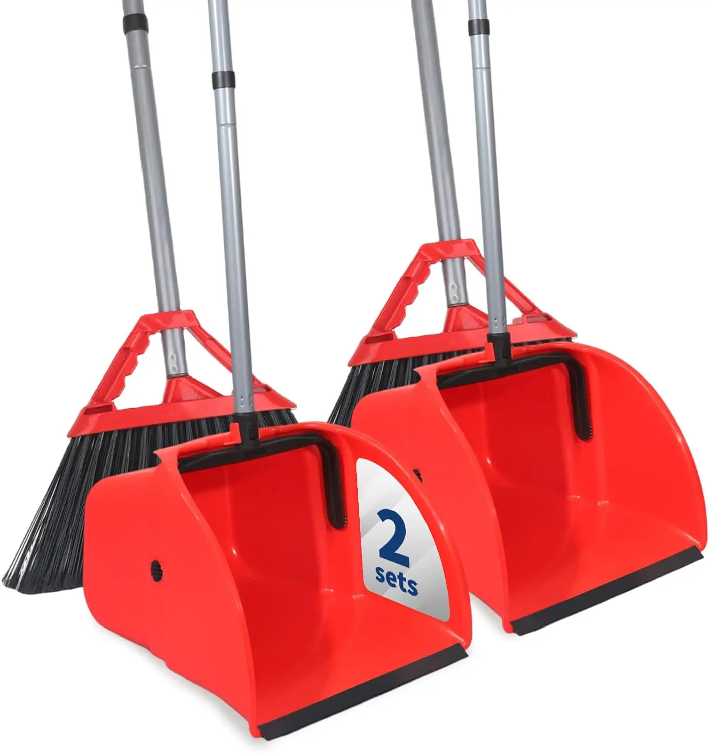 

Commercial Broom and Dustpan Set, Jumbo Lobby Debris Dustpan (14inch*14inch), Heavy Duty Broom (14inch Width), 2 Sets, Red,for I