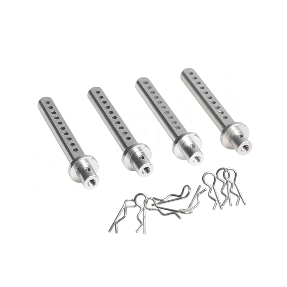 4Pcs Aluminum Alloy RC Car Body Posts Mount with R Clip for 1/10 Crawler Axial SCX10 90046 90047 90047 RC4WD D90 TF2 Tamiya CC01