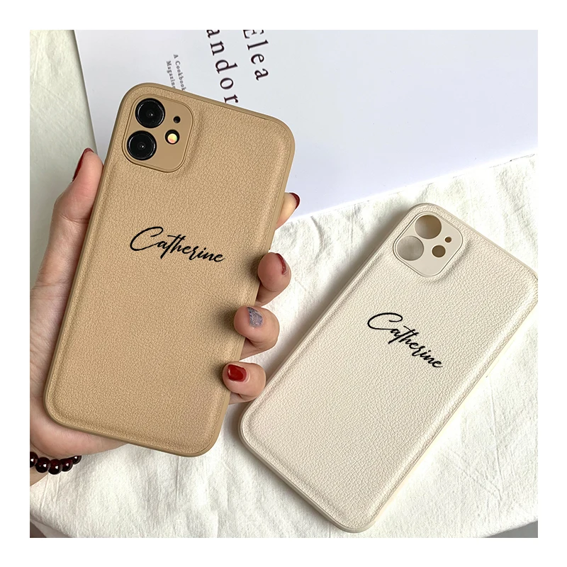 16 Pro Max Custom Name Phone Case For iPhone 11 12 13 14 15 Pro Max Luxury Korea Leather Personalised Cover 11 13 14 15 Pro Max