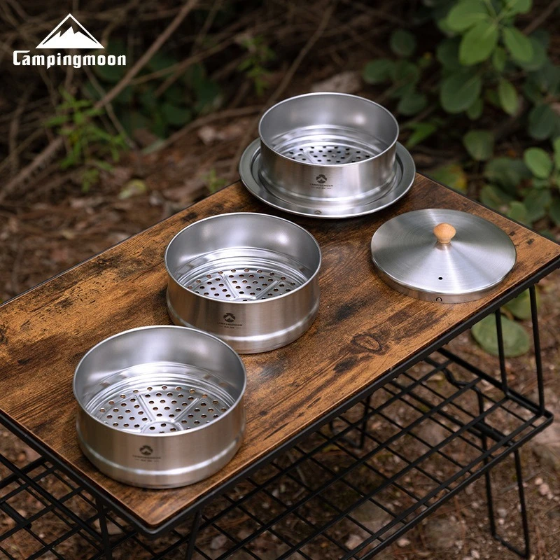 

CAMPINGMOON S363-3S трехслойный комплект нижней опоры для пароварки из нержавеющей стали 304, портативный ящик для домашней кемпинга, приготовления пищи, пароварки