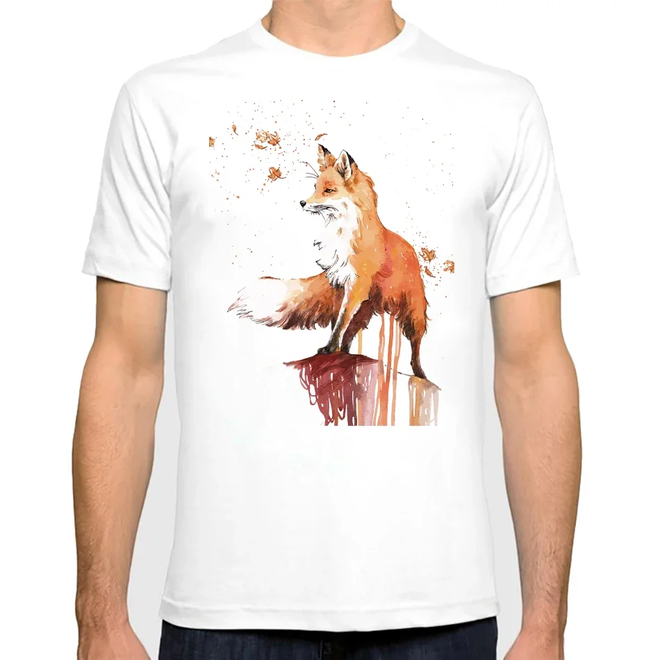 fallen leaves and fox graphic Tshirt Unisex streetwear Classic hipster Tee VagaryTees New fashion T Shirt Men Fox Animal   new