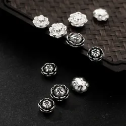 1pc925 Sterling Silver Fancy Lotus Spacer Beads 9/10mm Decoration Bracelets Beading Charm Findings DIY Jewelry For Birthday Gift