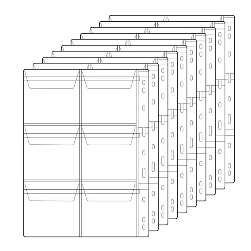 10 STKS 6 Pocket Muntpagina's Standaard 9-Gat Plastic Munthouders Stempel Collector Benodigdheden voor Munt Stempel Valuta Collectie