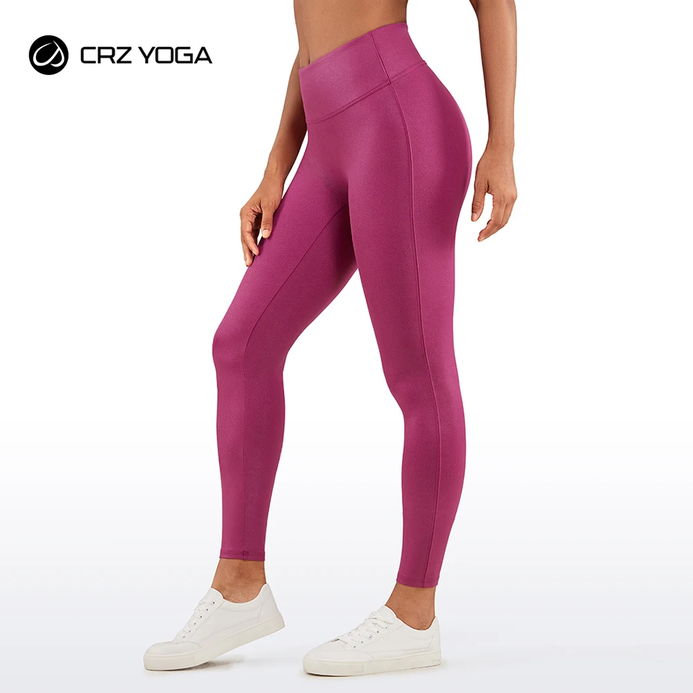 CRZ YOGA Autumn Butterluxe matowe sztuczne skórzane legginsy dla kobiet 26.5 \'\'-bez przedniego szwu wysoki stan getry ze stretchu spodnie Pleather