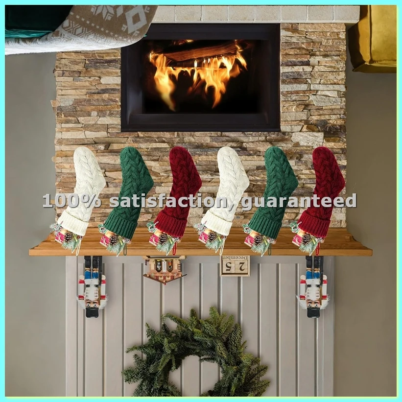 

Рождественские чулки 46 см, большие вязаные подарочные мешки для украшения, сублимационная печать - AD23