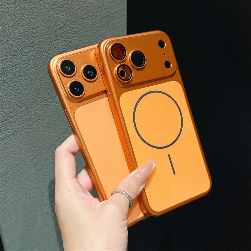 الأصلي ل Magsafe اللاسلكية تهمة جراب هاتف آيفون 17 16 15 14 13 برو ماكس عدسة حماية نانو ماتي الصلب PC الغطاء الخلفي