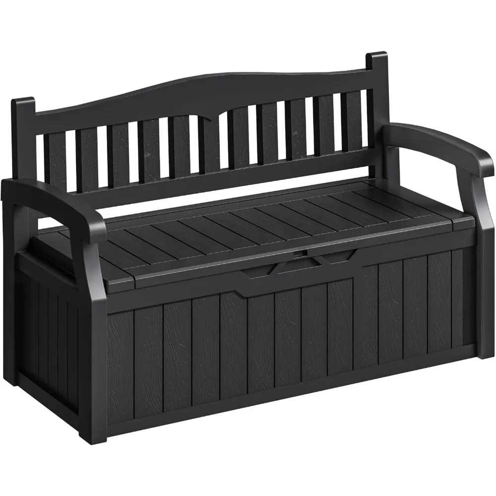

75 gallon outdoor storage platform, lockable deck box with waterproof and UV resistant features