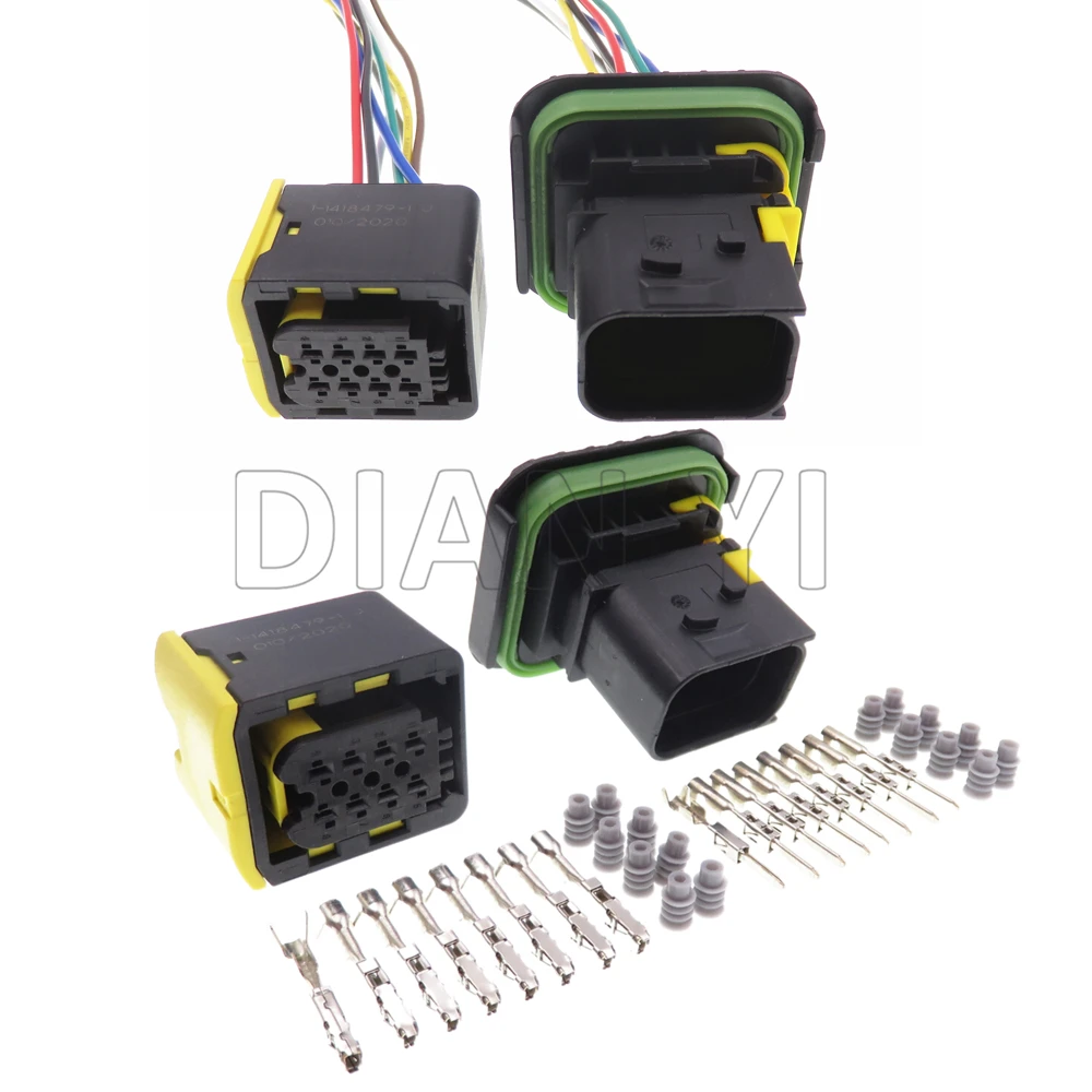 1 Set 8 Way Starter Auto Male Female Docking Connector 1-1418479-1 1-1564416-1 Auto Wire Harness Socket with Cables