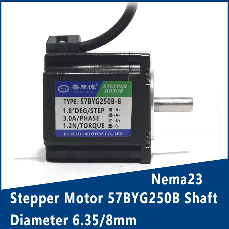 Nema23 Stepper Motor Shaft Diameter 6.35/8mm Outgoing Line 80cm 1.2N.m Heavy Torque Durable Motor 57BYG250B