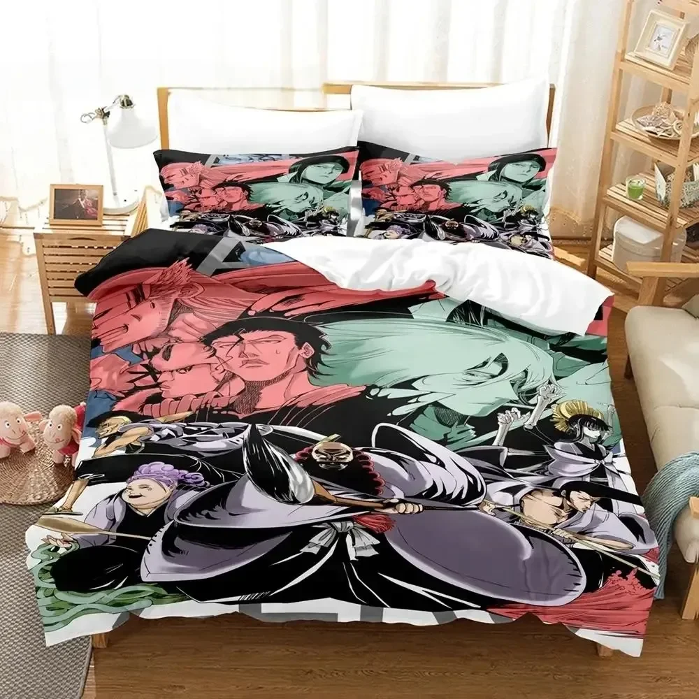 Set seprai Anime Zangetsu Bleach, tunggal, kembar, penuh, ratu, ukuran King, dewasa, anak, kamar tidur Set penutup selimut