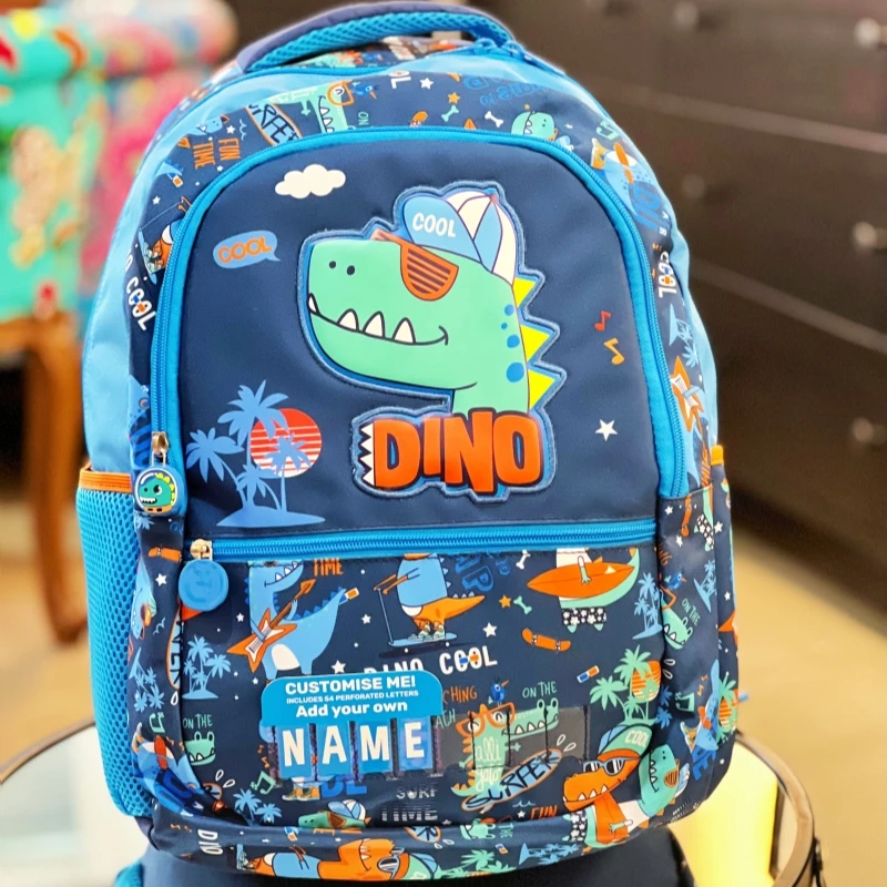 VEST Lightweight Backpack for primary school students, girls, kindergarten girls, Grade children (Blue Dinosaur)