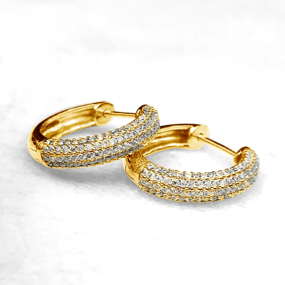 Kirin Palace Hoops Earrings 750 18K 585 14K White/Yellow Gold Real D VVS1 Moissanite Earrings Women Sparkling Jewelry Gifts