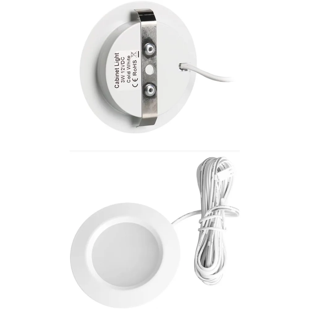 JOYINLED Recessed Installtion 3w DC 12v Led Puck/Under Cabinet Light. Led Spotlight, Warm White 3000K / 4000K, White/Black Shell