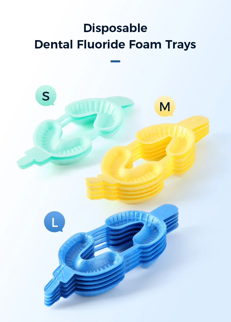 50 teil/beutel Dental Einweg Tablett Fluorid Schaum Abdruck Trays Zahnmedizin Instrument Zahnarzt Materialien Große Medium Kleine AZDENT – Detail 1