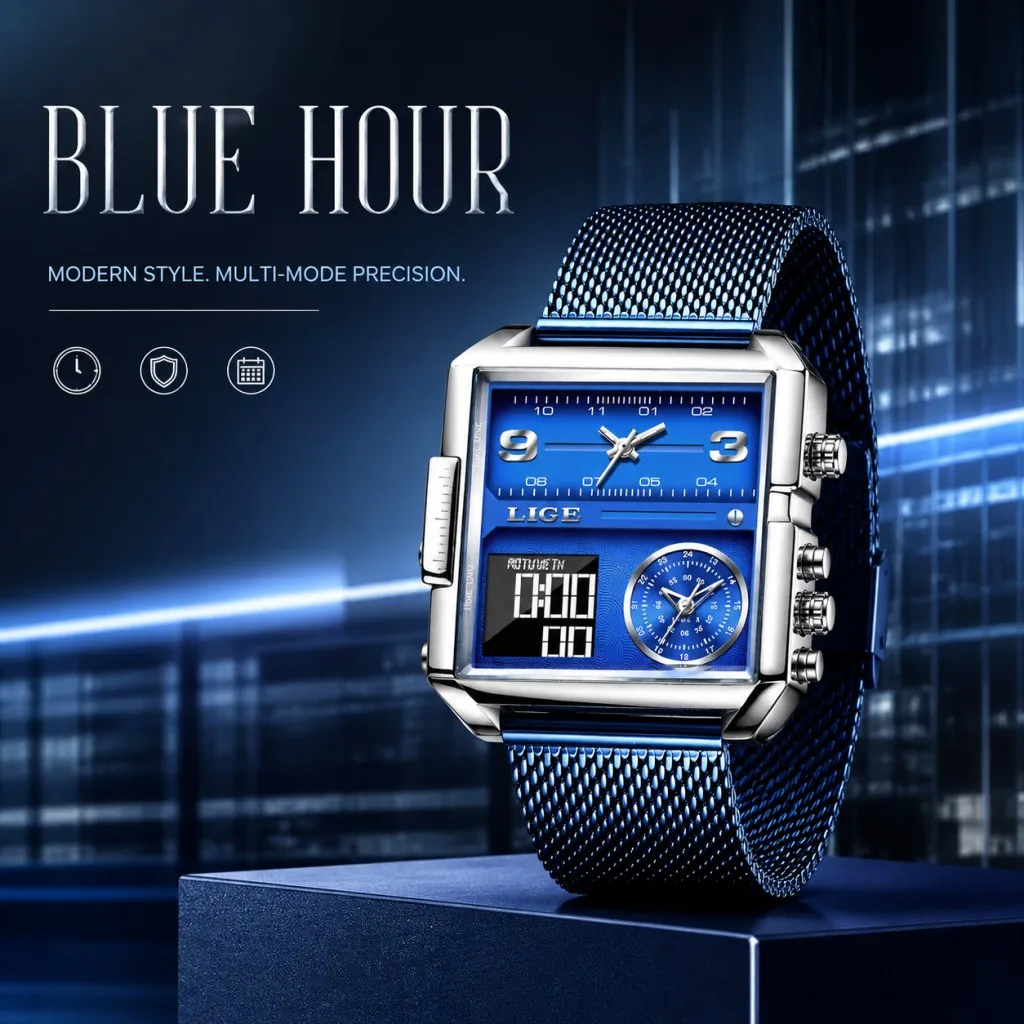 LIGE Special Men Wristwatch Fashion Waterproof Chronograph Men Quartz Watches Luminous Calendar Steel Man Watches Reloj Hombre