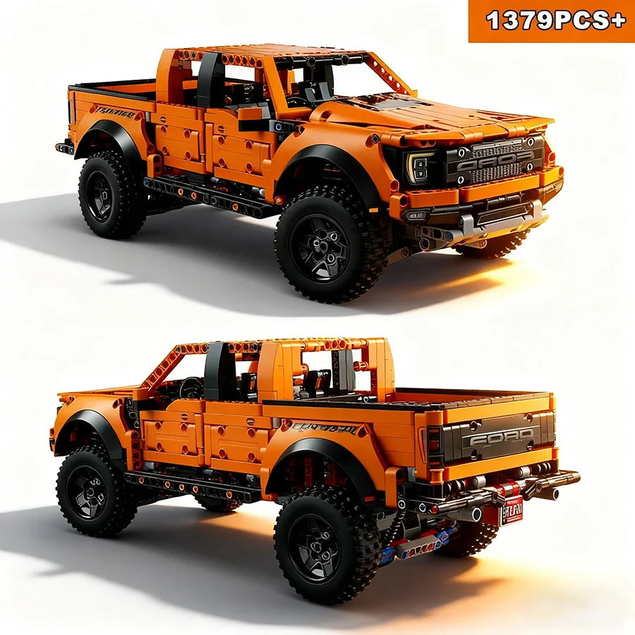 Ford Raptors F-150 MOC 1379pcs Racing Car Bricks Model Building Kit Creative Adults Gift Party Favor