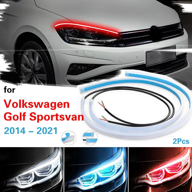 

Headlamp Light Guide Strip Scan LED Running Water Light Car Light Streamer Turn Signal Light 12V For VW Golf Sportsvan 2014-2021