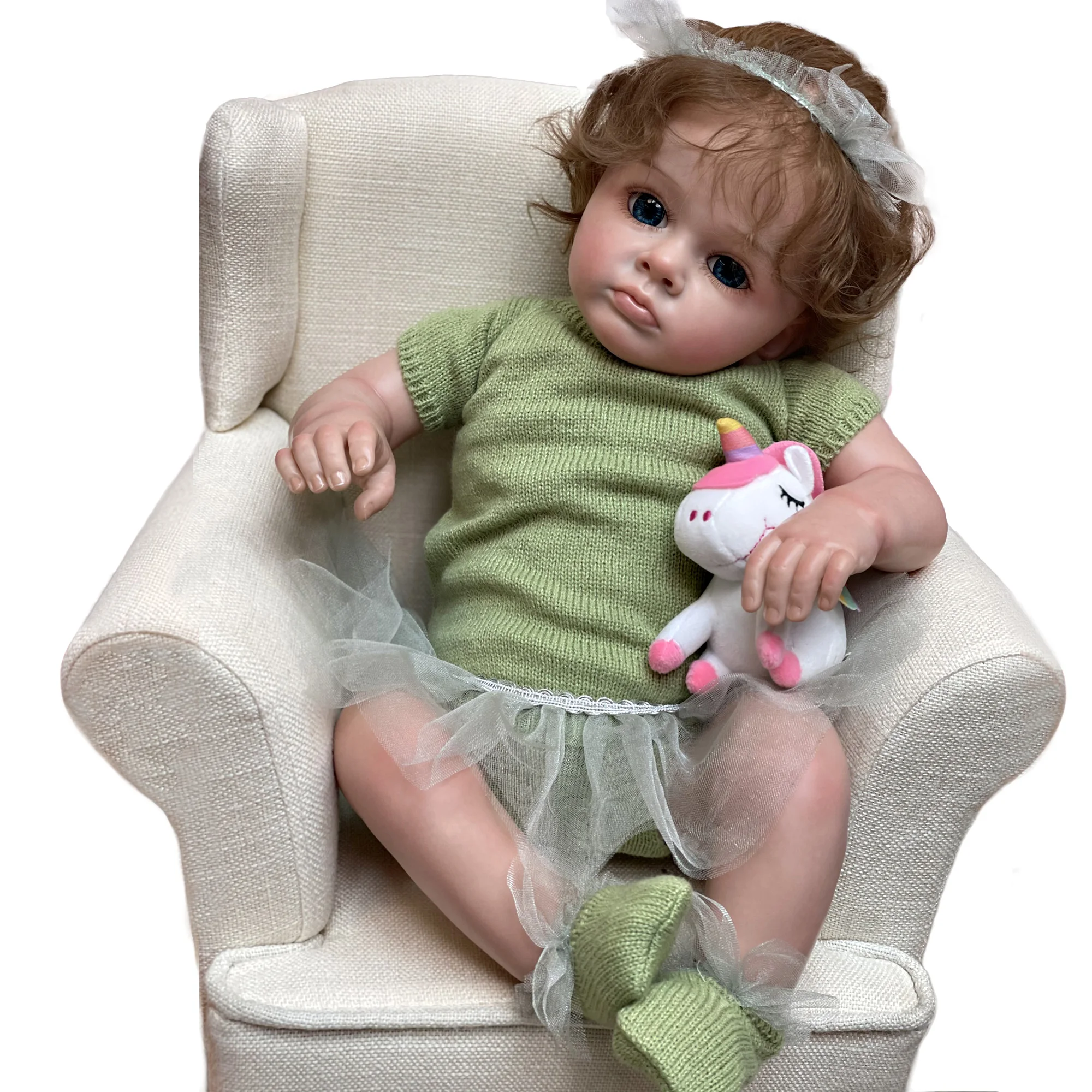 

55Cm Handmade Lifelike Reborn Doll Painted Bebe Girl реборн готовый куклы как настоящие muñecos reborn de silicona cuerpo entero