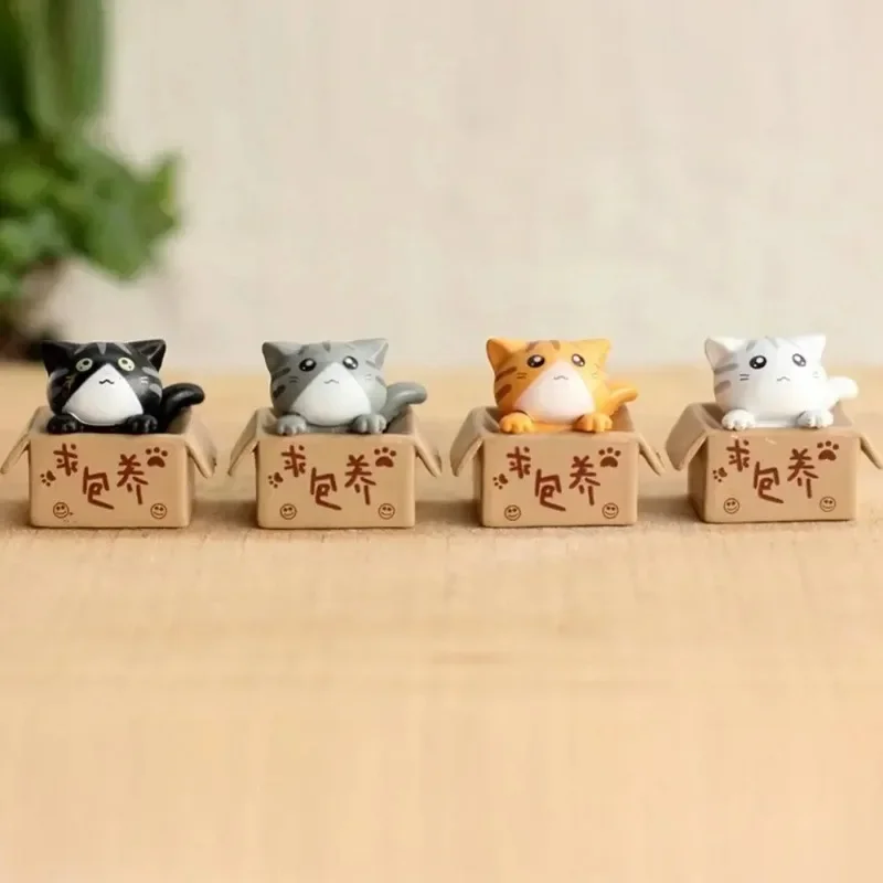 4 قطعة زخرفة القط الصغيرة حديقة هريرة تمثال هدية للأطفال الأطفال غرفة الطفل لطيف Kawaii لعبة مصغرة التماثيل ديكور المنزل