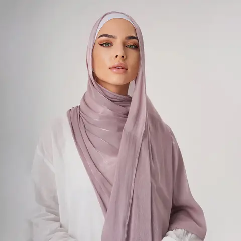 Pleated Shimmer 쉬폰 Hijab 이슬람 목도리 쉬폰 Crinkle 목도리 여성 이슬람 Headscarf Turban Pleated Scarf Ramadan