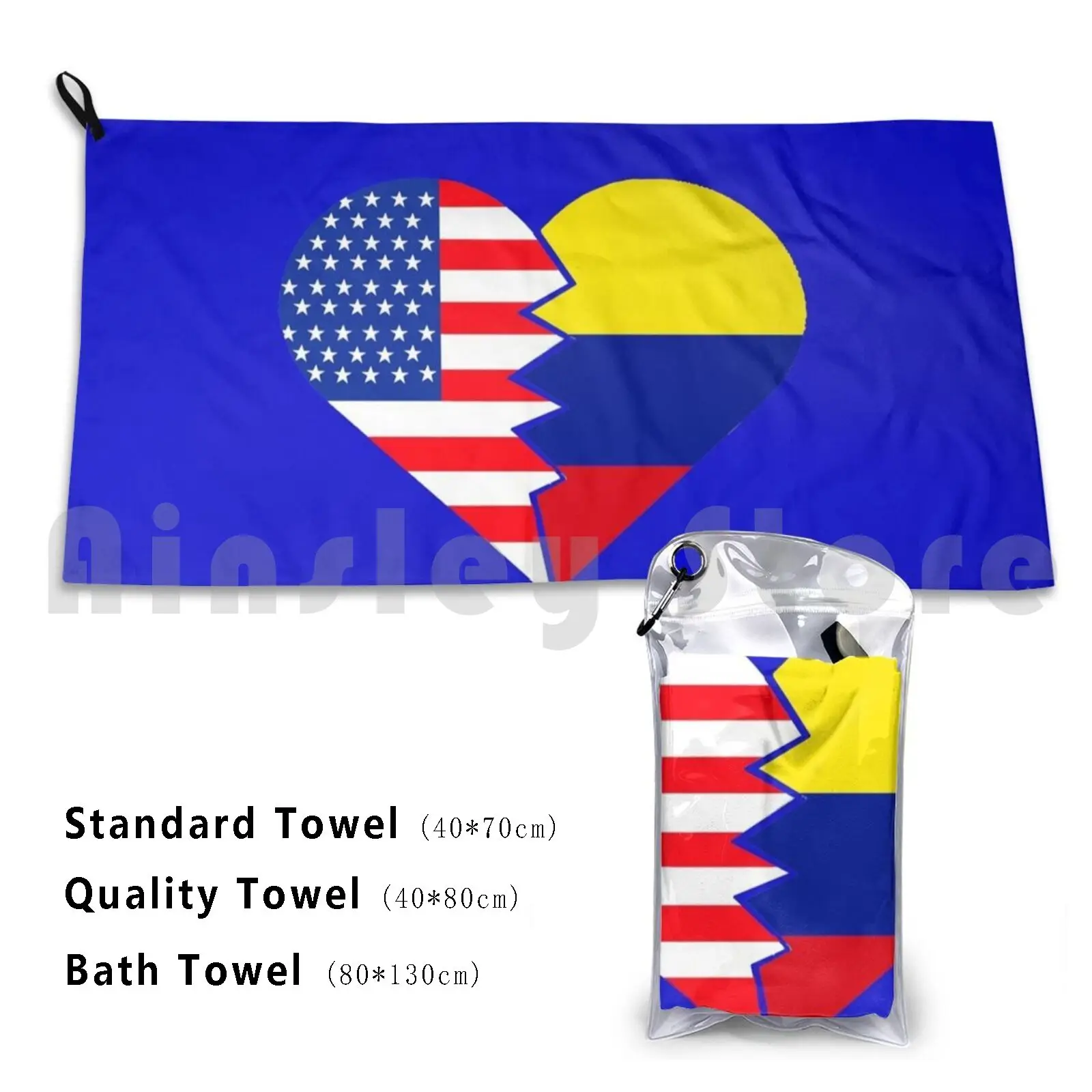 Colombia Usa United States Flag Colombia Food Culture Custom Towel Bath Towel Colombia American Flag