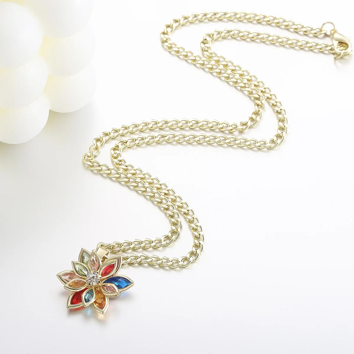 Colored Crystal Flowers Necklace Fashion Exquisite Pendant Necklace Trendy Jewelry Gifts for Women Together in Paris Anastasia