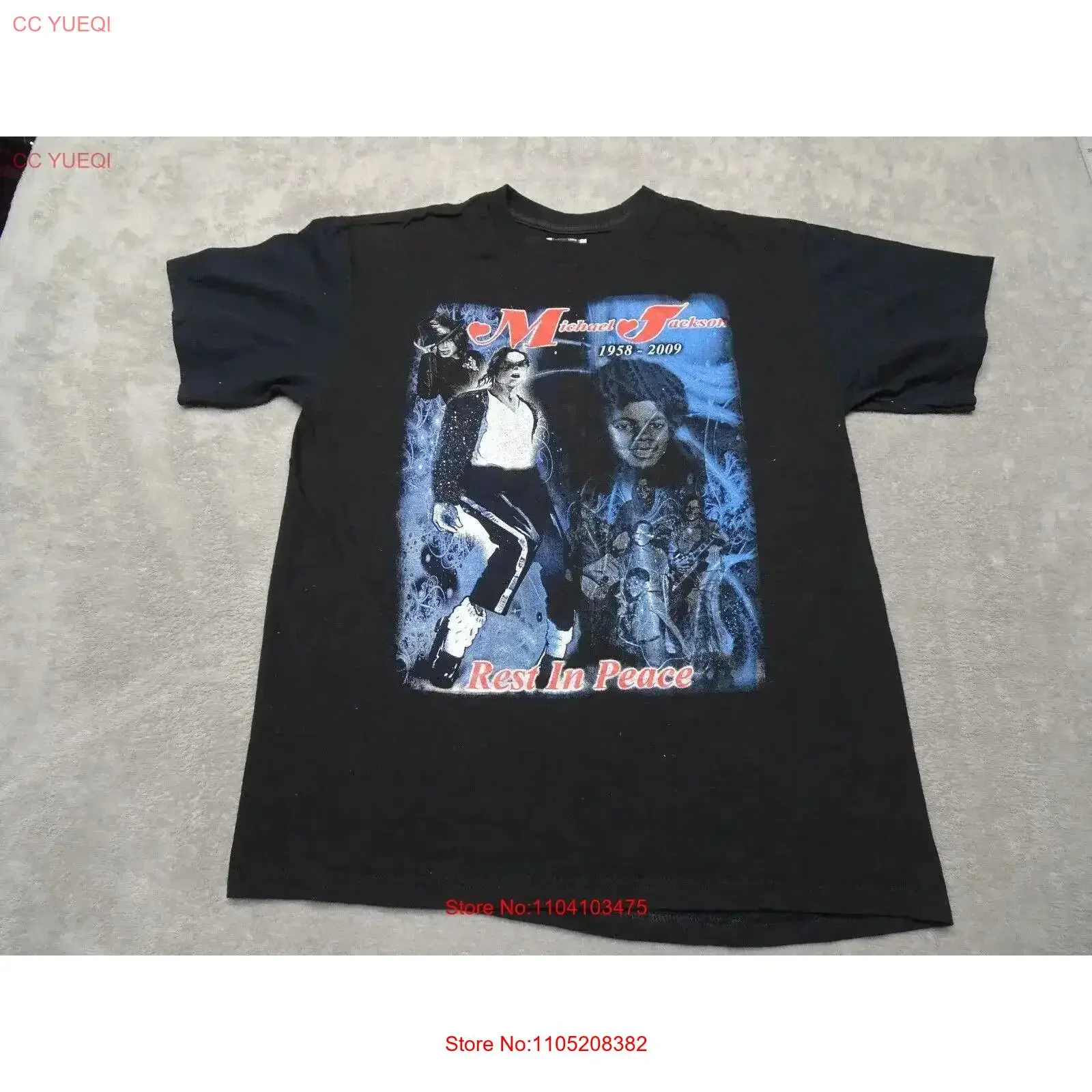 

Майкл Джексон Rest in Peace Picture Collage футболка большой черный король поп винтажная мытая графика homme