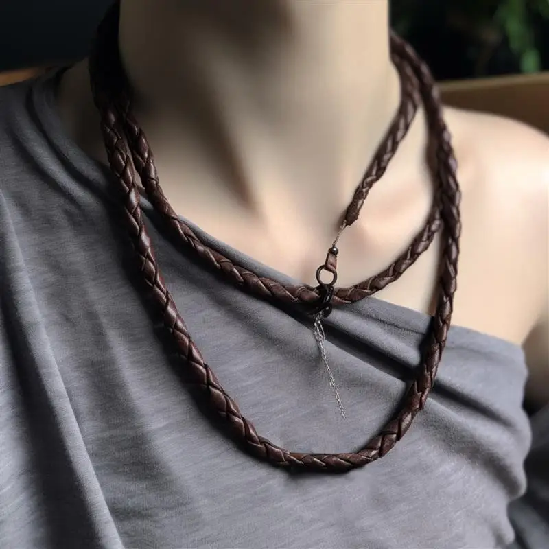 천연 암소 가죽 라운드 플랫 스트랜드 끈 코드, DIY 팔찌 파인딩 로프 스트링, 쥬얼리 제작 액세서리용, 로트 당 2M, 3-6mm