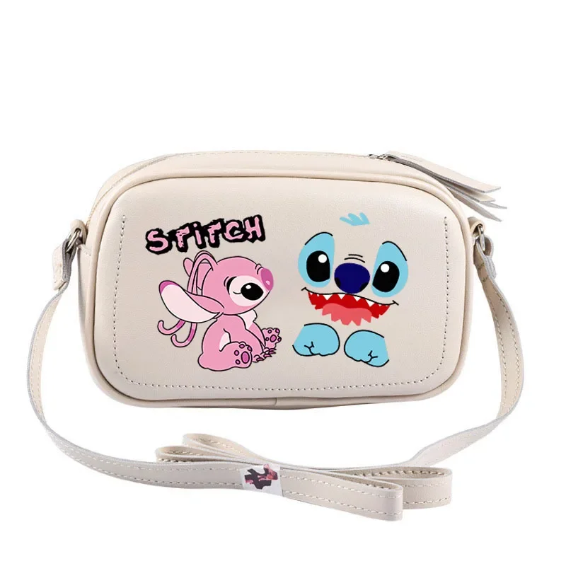 MINISO Disney New Series Cartoon Cute Stitch Crossbody Bag Printed Camera Small Square Portable Anime Bag PU Shoulder Bag Gift