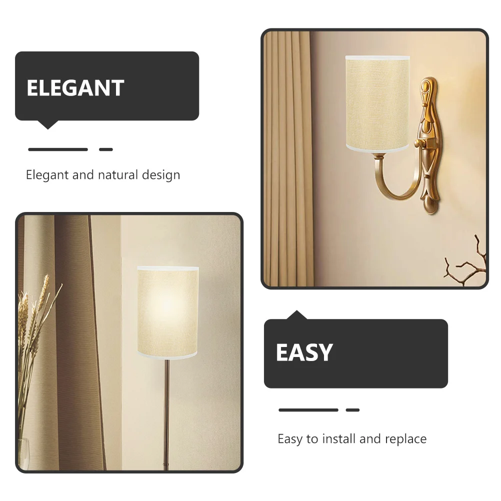 

2pcs Round Lamp Shade Linen Replacement Cover For Table Floor Ceiling Light Soft Warm Glow Easy Install Modern Minimalist Home