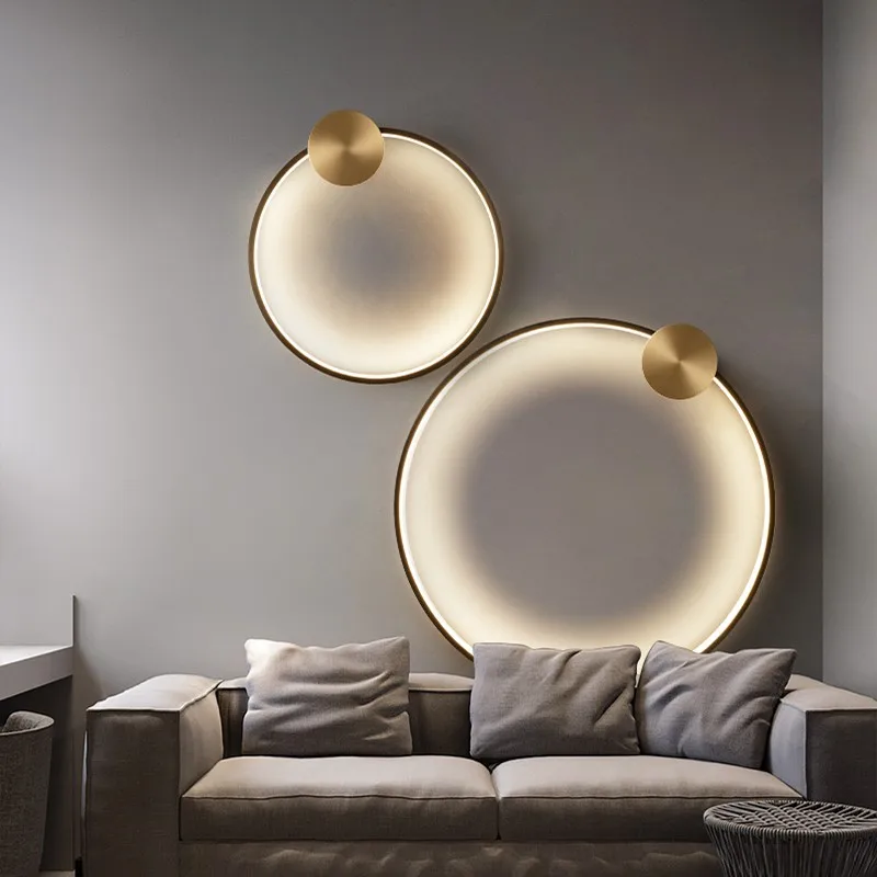 

Light Luxury Wall Lamp Living Room Sofa Atmosphere Lamp Creative Circular Foyer Bedroom Bedside Background Wall Decorative Lamp