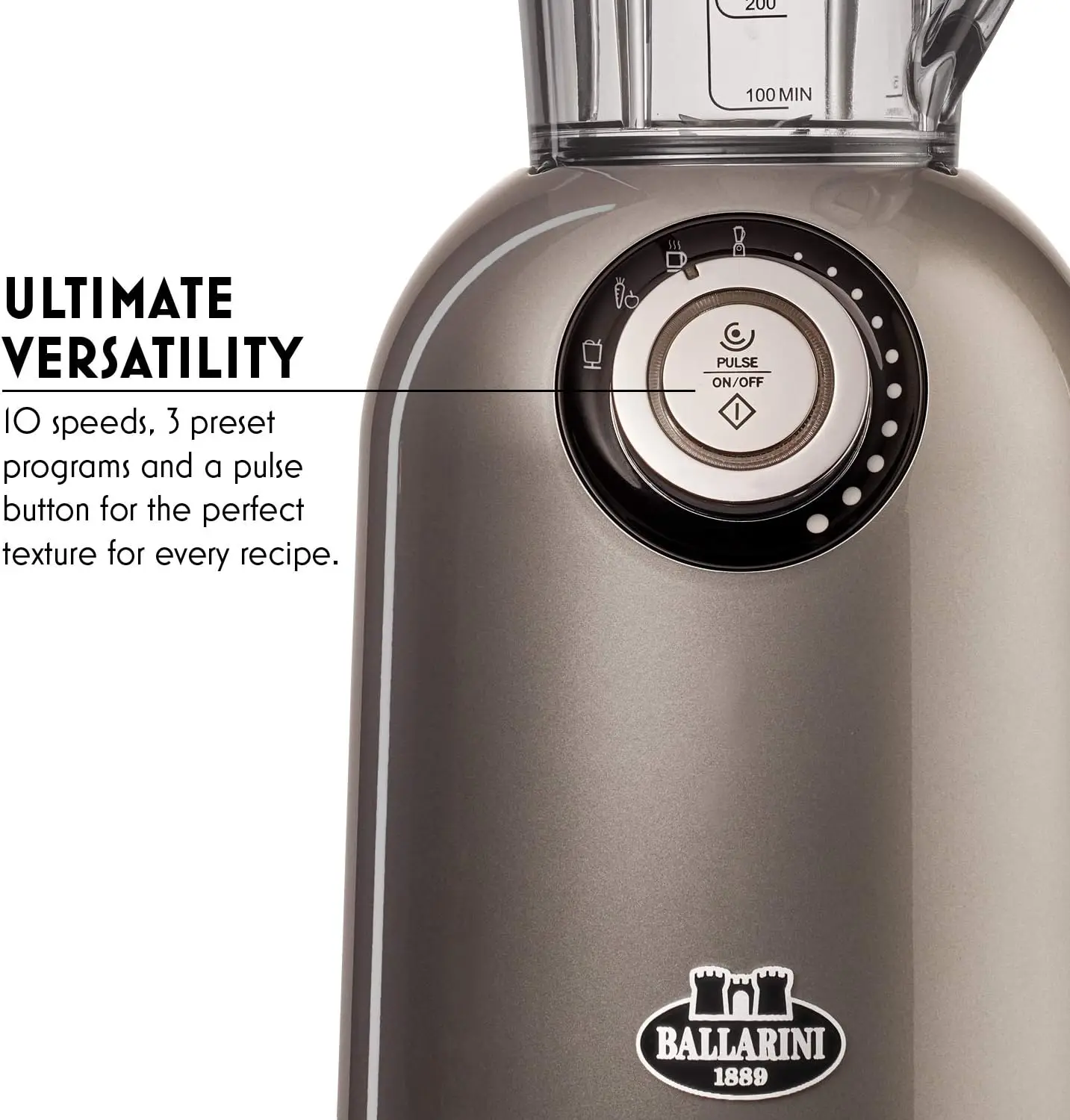 เครื่องปั่นแบบตั้งโต๊ะ Tesoro - สีเทาเมทัลลิก ผลิตในอิตาลี