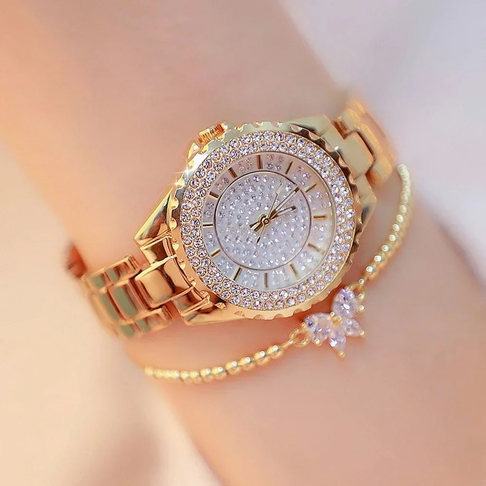 

Gold Silver Clock Bracelet Women 2pcs/set Ladies Quartz Wrist Watches Dress Watch Women Crystal Diamond Montre Femme Reloje Часы