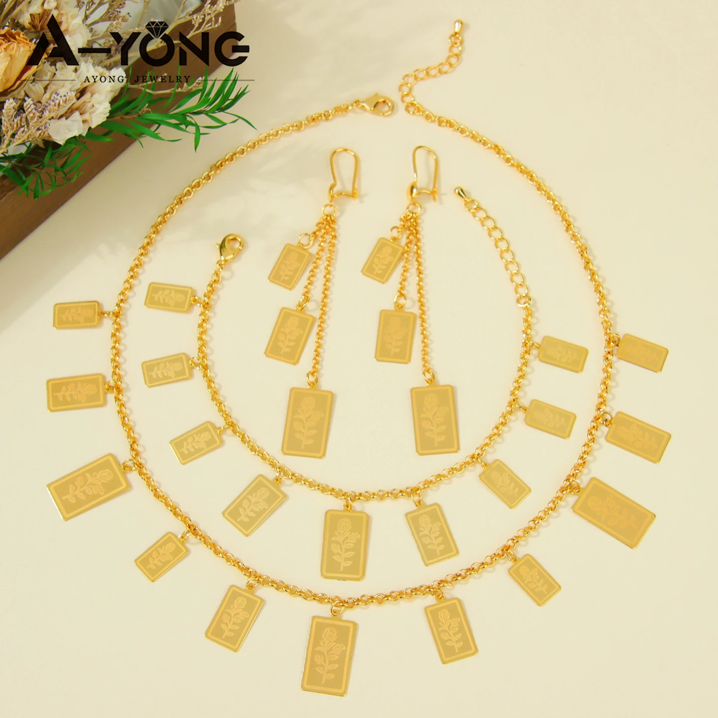 Türkisches Mode-Münzschmuck-Set 21k Vergoldet Nigeria Braut Hochzeit Halskette Armband Ohrringe Arabischer Frauen-Goldschmuck – Detail 6