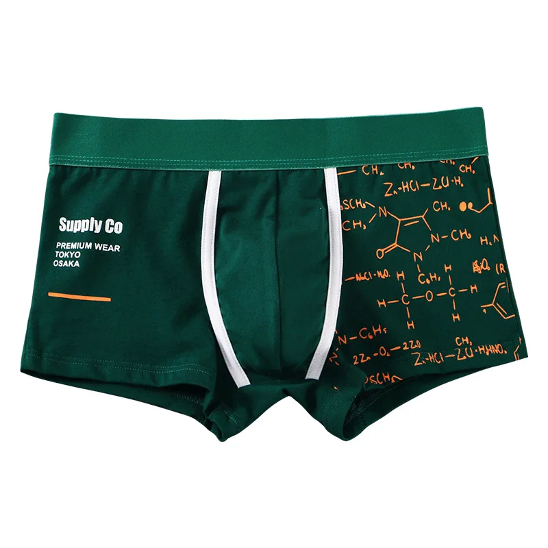 Printed Boxy Underwear for Men Sexy U Convex Pouch Boxer Shorts Simple Artistic Loose Breathable Crotch Youth Mid Waisted Trunks