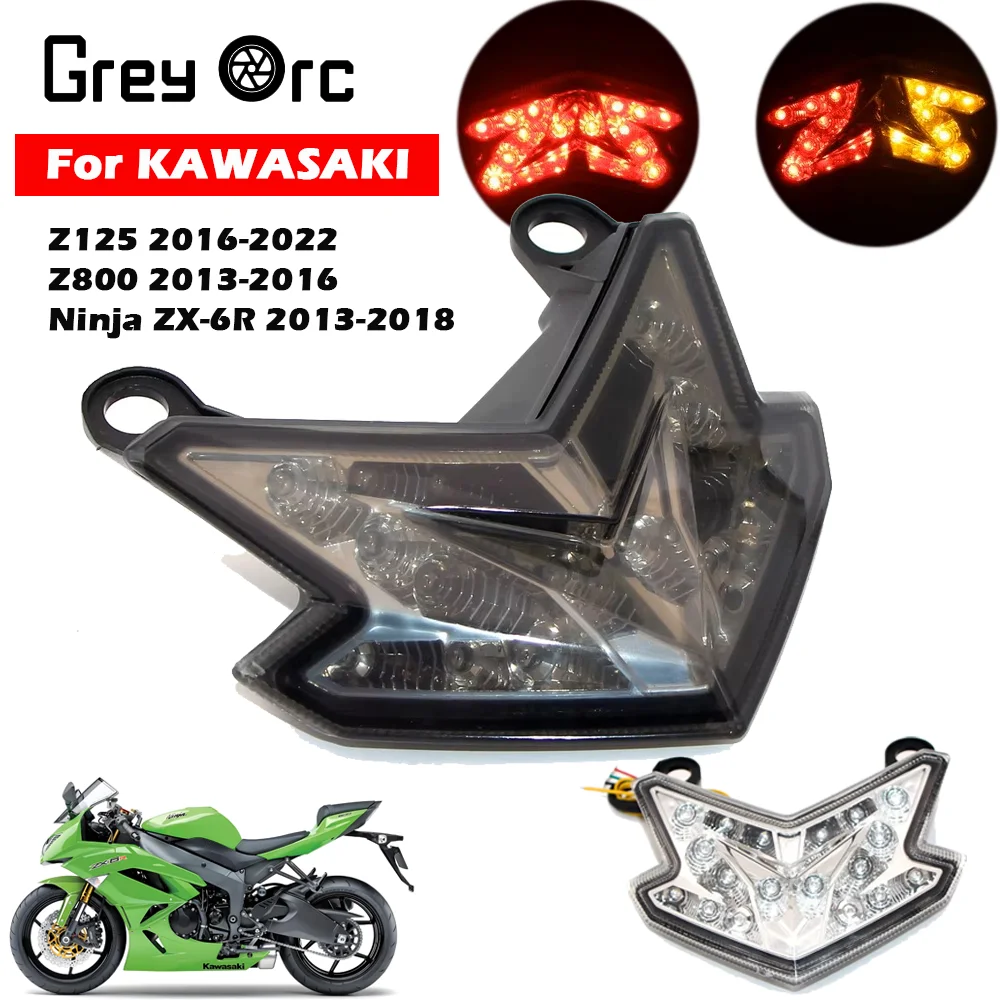 مصباح ليد خلفي لكاواساكي Z125 Z800 ZX6R النينجا الضوء الخلفي LED تشغيل أضواء الفرامل Z125 برو مصباح إشارة دراجة نارية الملحقات #1