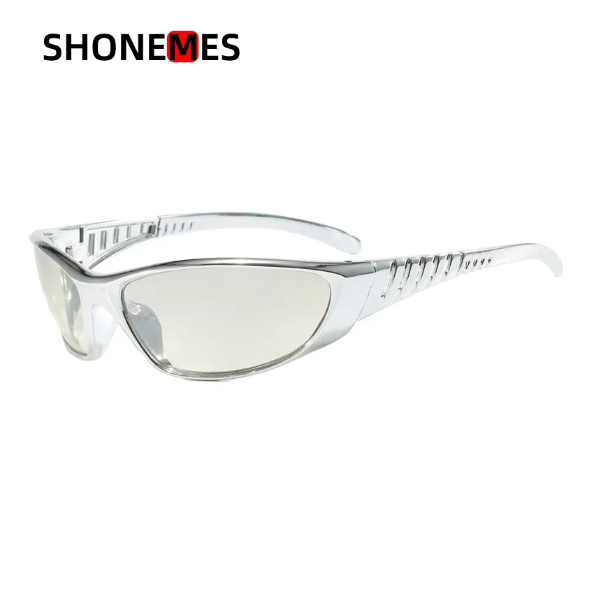 Shonemes Vintage Y2K Sunglasses Hollow Design Futuristic Shades Outdoor UV400 Sun Glasses Black Silver for Women