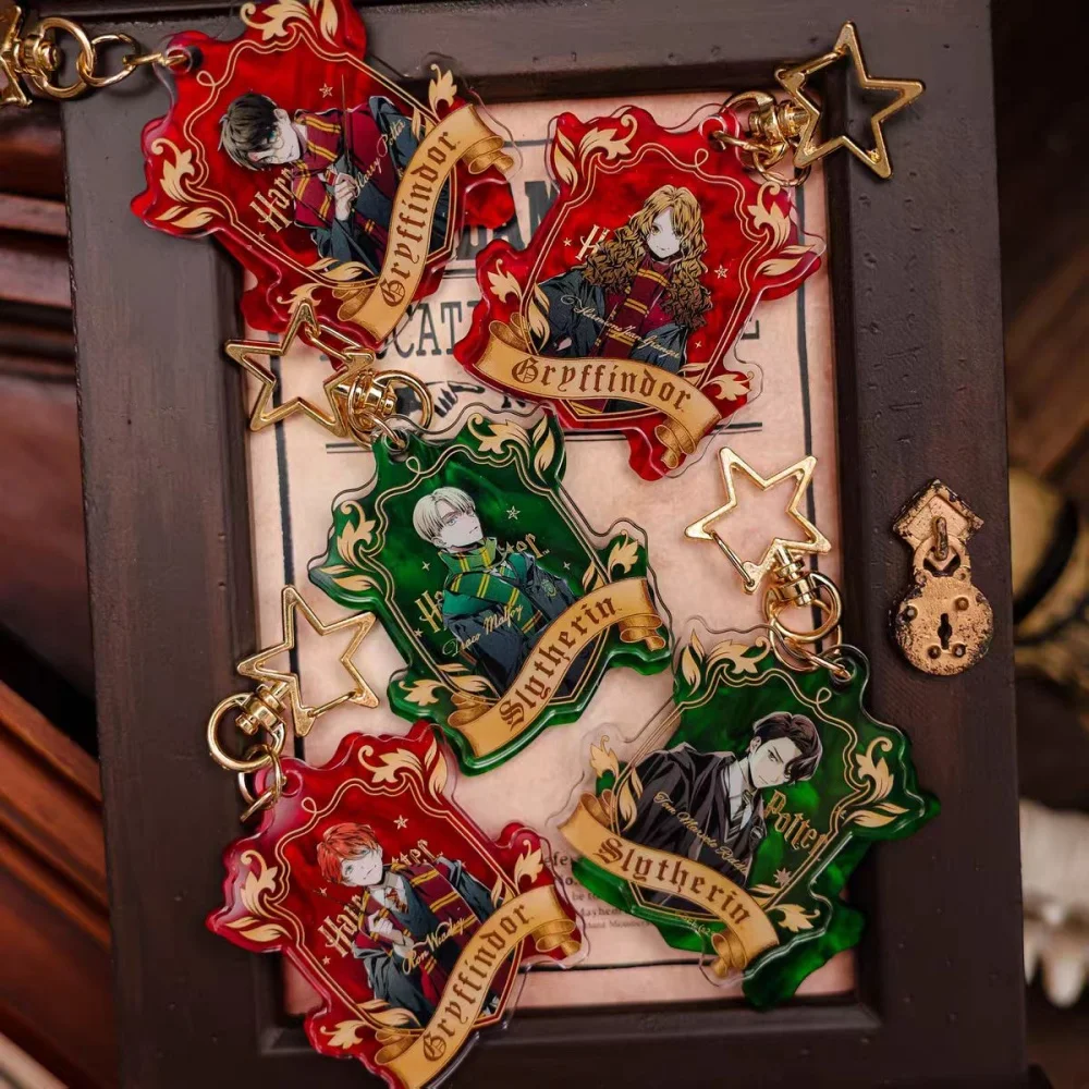 Llavero genuino de Harry Potter Hogwarts Ron Hermione, llaveros de la serie de personajes de dibujos animados, adornos para mochila, regalos para coleccionistas de fans