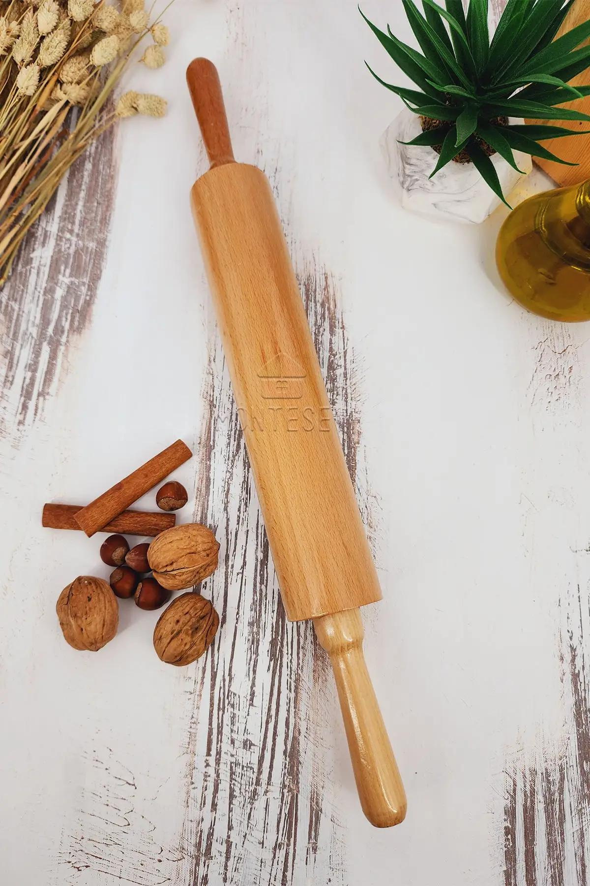 Wooden Roller Rolling Pin Dough Roller Dough Shaper Rotating (5 cm x 50 cm)