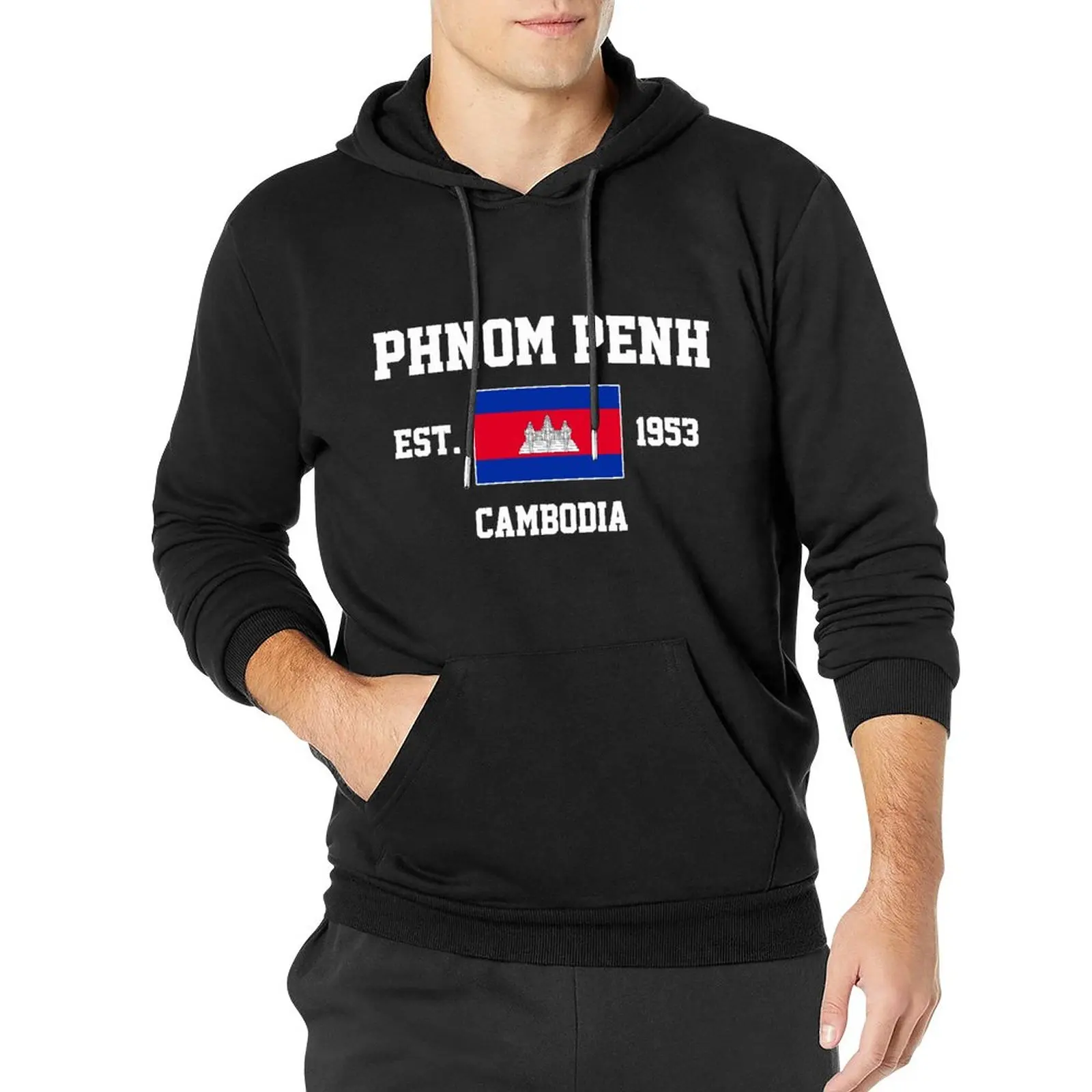 

Men Women Hoodies Cambodia EST.1953 Phnom Penh Capital Hoodie Pullover Hooded Hip Hop Sweatshirt Cotton Unisex