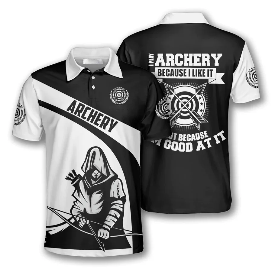 Men\'s Polo Shirt Personalized Name Archery T-shirt 3D Printed Summer  Unisex Short Sleeve Loose Lapel Top Gift for Archery Lover